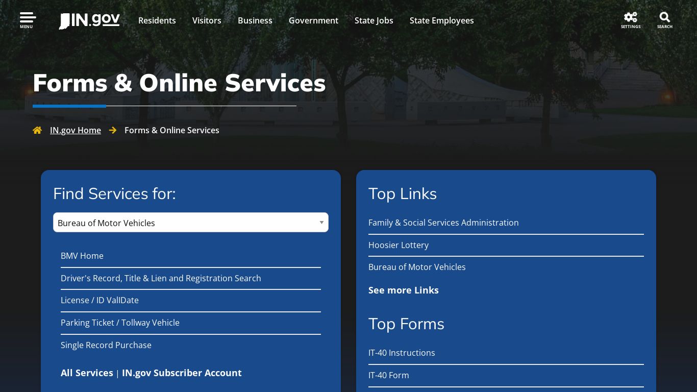 IN.gov | Forms & Online Services - Indiana